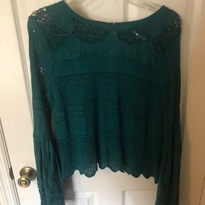Free People long sleeve embroidered peasant shirt